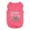 Classy Sassy and a Bit Bossy Pink Embroidered Dog T-Shirt