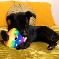 Huxley & Kent dog toys Rainbow Pride Plush Squeaky Donut Dog Toy - 2 Sizes