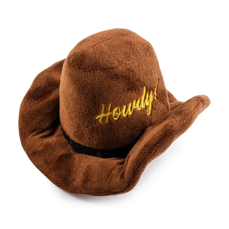 Haute Diggity Dog dog toys Brown Cowboy Hat Plush Squeaky Dog Toy