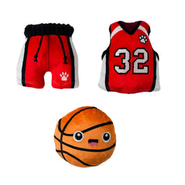 Basket-pawler Sports Fun Basketball Plush Squeaky Dog Toy Set - 3 Pc