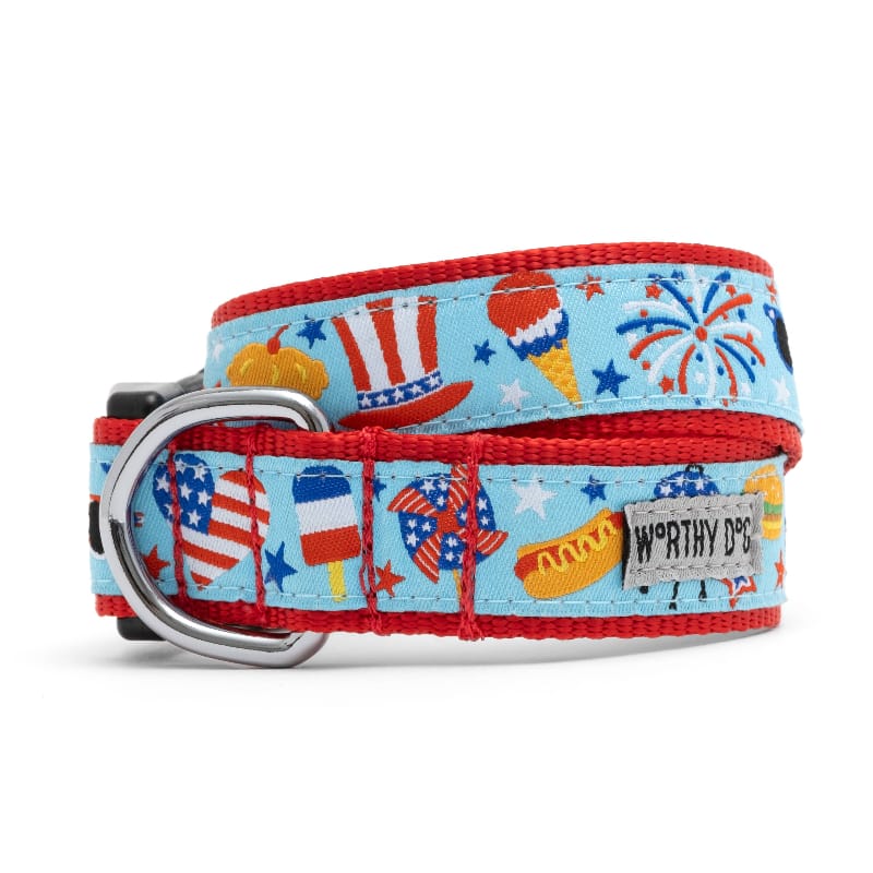 The Worthy Dog COLLARS XS Independence Day Patriotic Red White Blue Dog Collar
