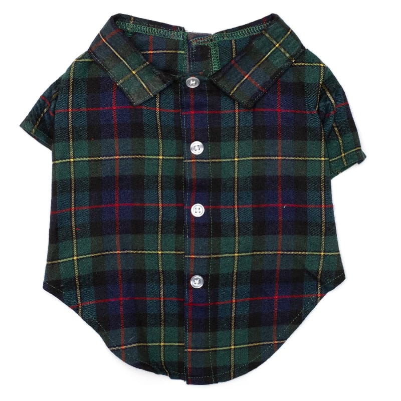 The Worthy Dog CollardShirts XS MacLeod Tartan Forest Green & Navy Plaid Collard Dog Shirt
