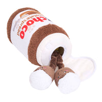 Chocolate Spread Jar Bungee Burrow Plush Squeaky Dog Toy Set