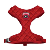 GA Georgia Bulldogs Red Quilted Velvet Dog Harness