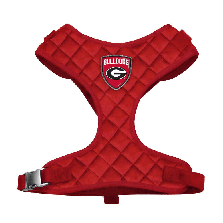GA Georgia Bulldogs Red Quilted Velvet Dog Harness