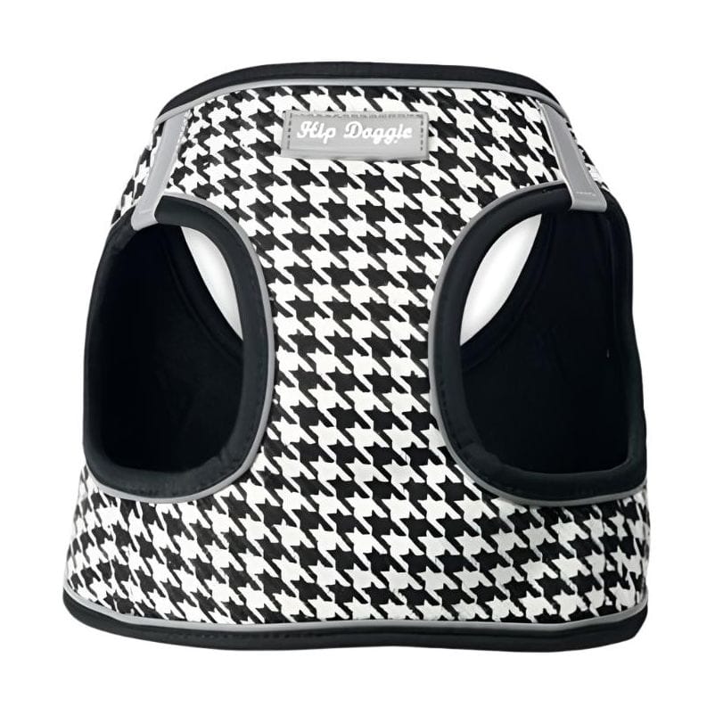Barker's Bowtique Harnesses Houndstooth Black & White Dog Harness Vest