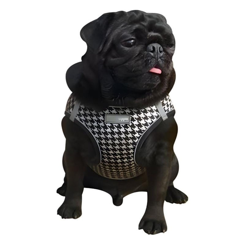 Barker's Bowtique Harnesses Houndstooth Black & White Dog Harness Vest