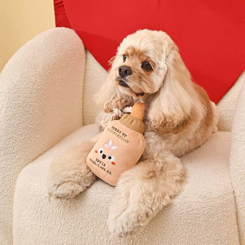 Hugsmart Products Inc Dog Toys Makeup Collection Foundation Plush Squeak Dog Toy