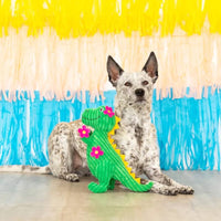 Pet Shop by Fringe Studio dog toys Thorny But Cute T Rex with Spring Flowers Plush Squeak Dog Toy