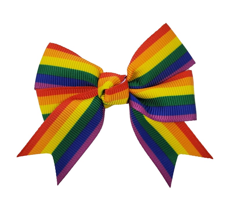 Barker's Bowtique Hair Bows Large Rainbow Canine Hair French Clip - 1 Bow per card