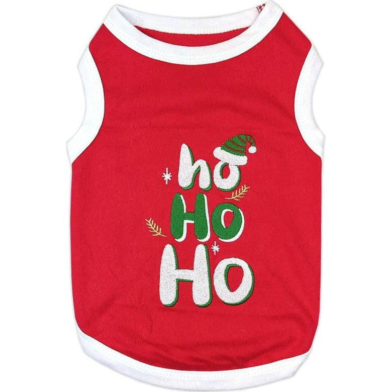 Parisian Pet® Tee's 2XS Ho Ho Ho Christmas Holiday Red Embroidered Dog T Shirt