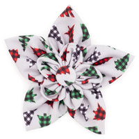 Woodlands Christmas Holiday Grey Flower Pet Collar Attachment - 2 Sizes