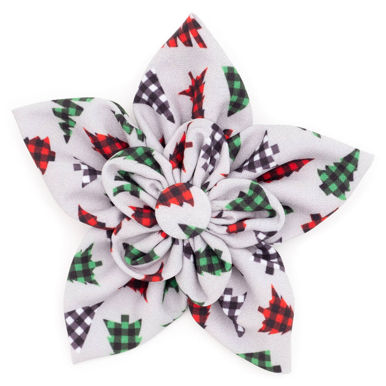 Woodlands Christmas Holiday Grey Flower Pet Collar Attachment - 2 Sizes