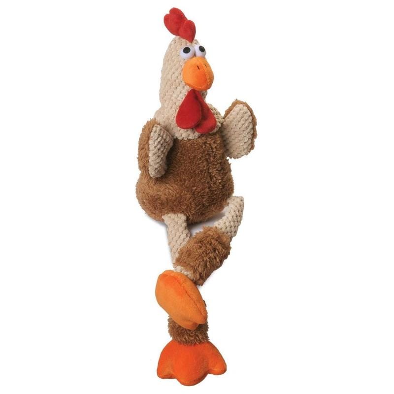 GoDog dog toys Checkers Skinny Rooster Brown w/Chew Guard Dog Toy - Lg