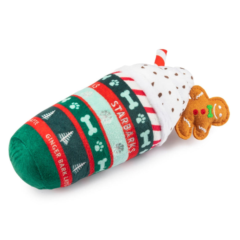 Starbarks Ginger Bark Latte Christmas Holiday Plush Squeaky Dog Toy