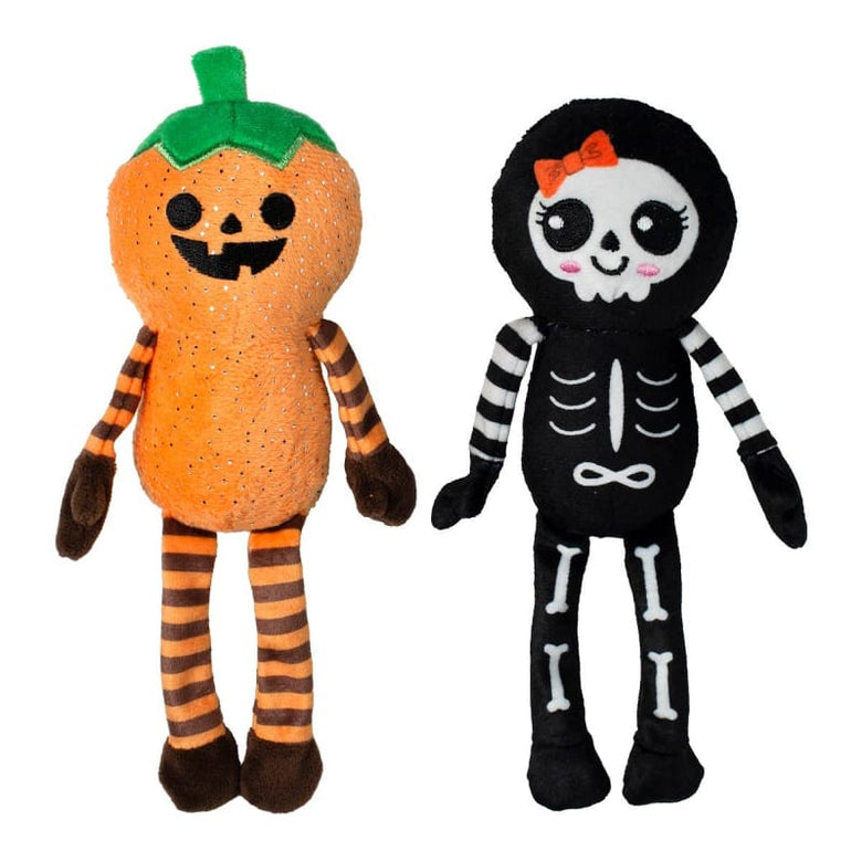 PetShop by Fringe Studio dog toys Halloween Oh My Gourd Pumpkin & Skeleton Plush Squeak Dog Toy Set - 2 Pc