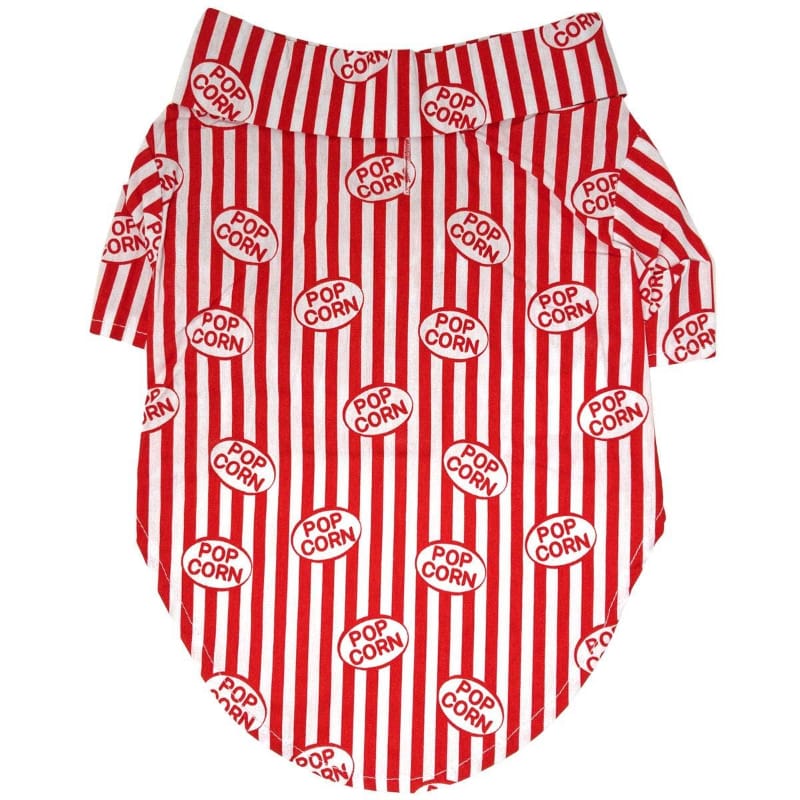 Doggie Design Dog Apparel 2XS Movie Theater Popcorn Box Striped Red & White Collared Camp Dog Shirt