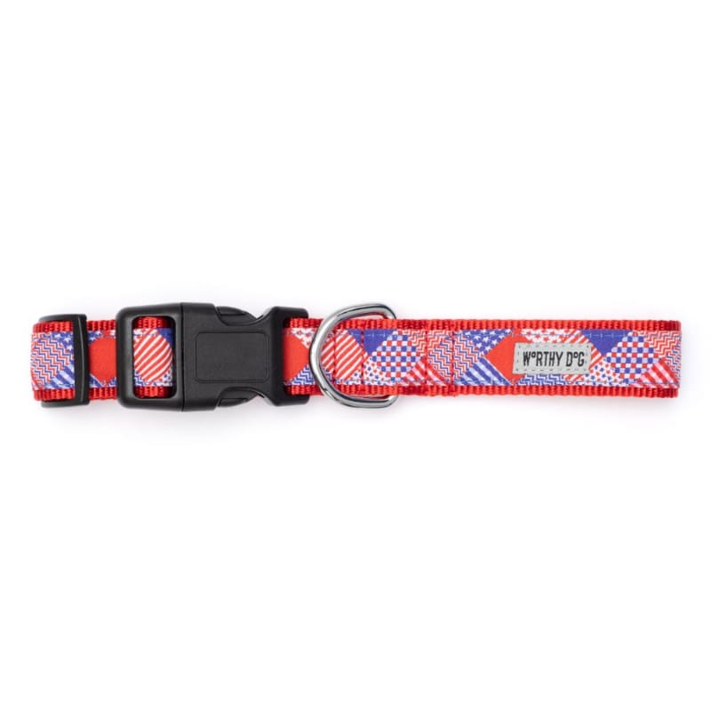 The Worthy Dog COLLARS Americana Patriotic Red White Blue Dog Collar