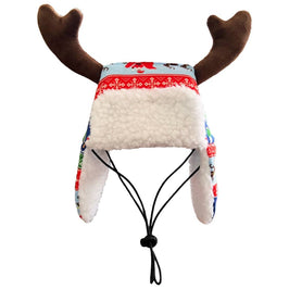 Christmas Ugly Sweater Antler Holiday Pet Hat with SnugFit