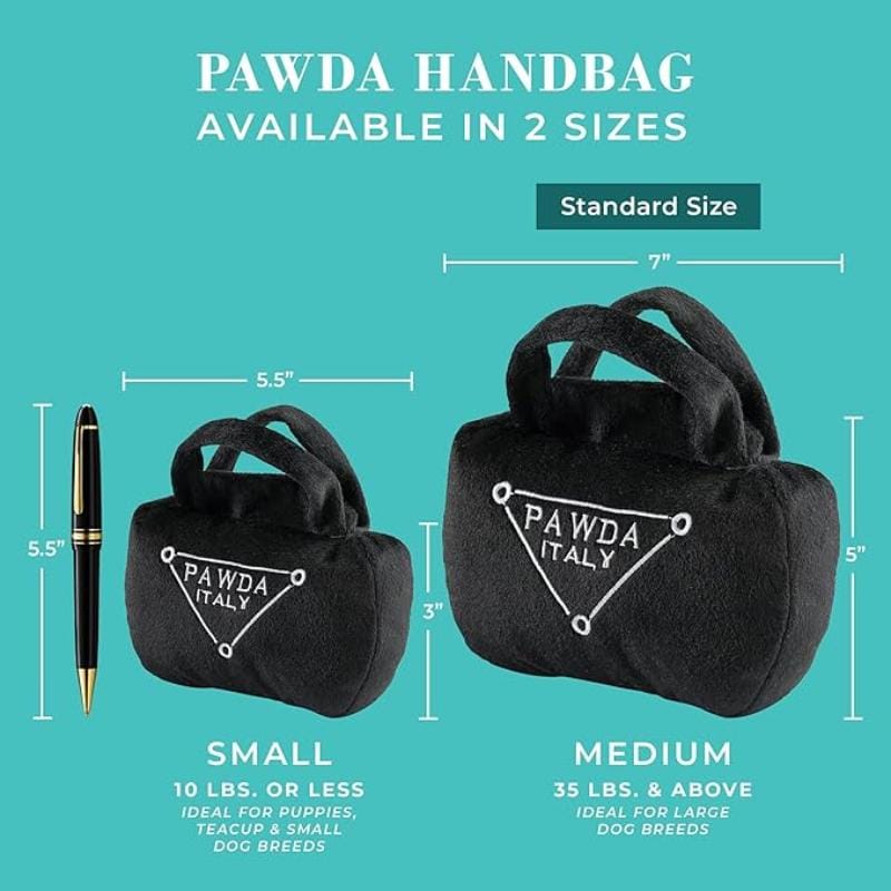 Haute Diggity Dog dog toys Pawda Black Handbag Plush Squeak Dog Toy