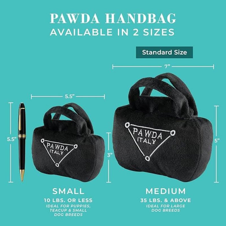 Haute Diggity Dog dog toys Pawda Black Handbag Plush Squeak Dog Toy