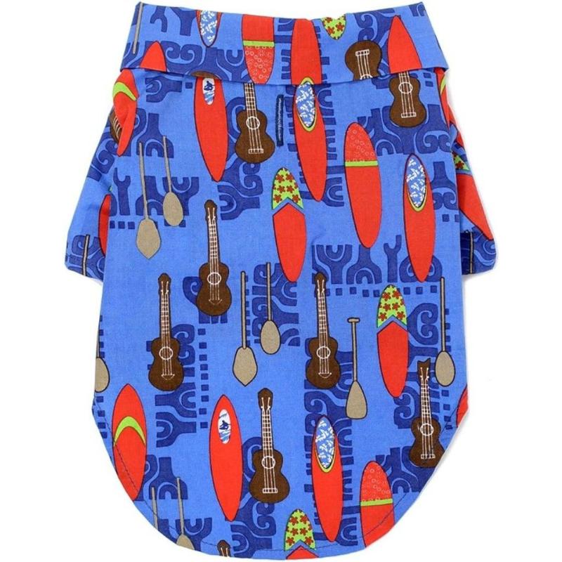 Doggie Design, Inc Dog Apparel MD Hawaiian Camp Ukuleles & Surfboards Dog Shirt