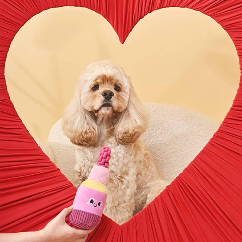 Hugsmart Products Inc Dog Toys Makeup Collection Pink Lip Stick Rope Plush Squeak Dog Toy