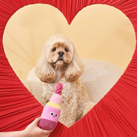 Hugsmart Products Inc Dog Toys Makeup Collection Pink Lip Stick Rope Plush Squeak Dog Toy