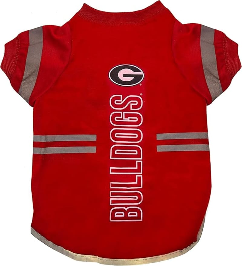 Pets First Athletic Wear GA Bulldogs Red Reflective Dog Tee - Size Lg