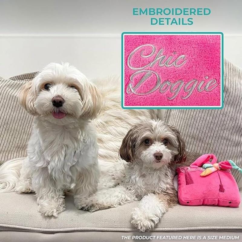 Haute Diggity Dog dog toys Barkin Bag Pink w/ Scarf Plush Squeak Dog Toy