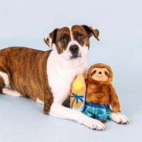 Makin' Waves Summer Beach Surf Sloth Plush Squeaky Dog Toy