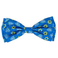 Menorah Blue Hanukkah Holiday Bow Tie Pet Collar Attachment - 2 Sizes