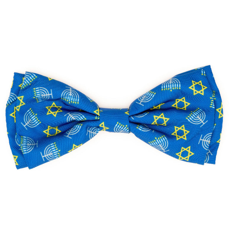 Menorah Blue Hanukkah Holiday Bow Tie Pet Collar Attachment - 2 Sizes