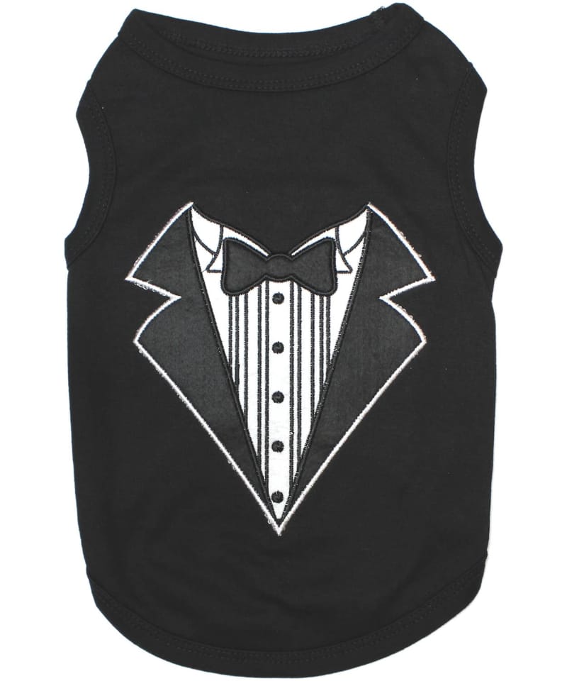 Parisian Pet® Tee's 2XS Black Tuxedo Elegant Formal Embroidered Dog T-Shirt