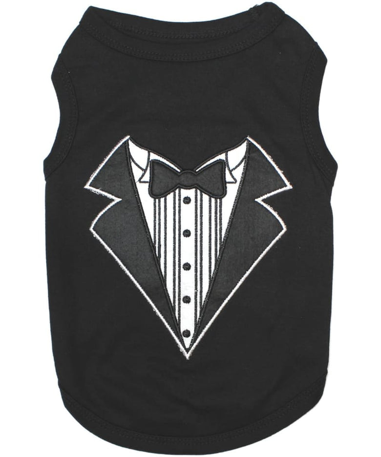 Parisian Pet® Tee's 2XS Black Tuxedo Elegant Formal Embroidered Dog T-Shirt