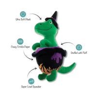 PetShop by Fringe Studio dog toys Halloween Stirring the Pot Dino Rex Plush Squeak Dog Toy