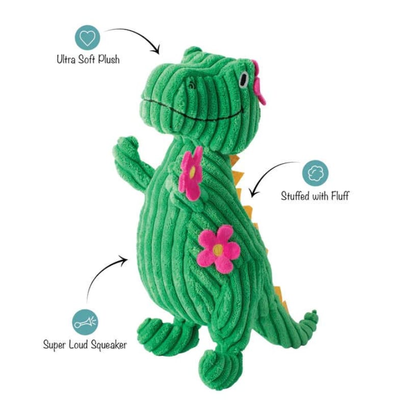 Pet Shop by Fringe Studio dog toys Thorny But Cute T Rex with Spring Flowers Plush Squeak Dog Toy