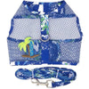 Cool Mesh Dog Harness with Leash - Hawaiian Ocean Blue & Palms