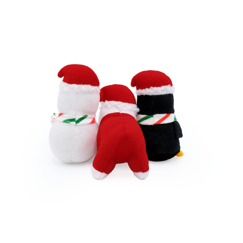 Holiday Miniz Festive Animals Plush Squeaky Christmas Dog Toy Set - 3 Pk
