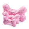 Haute Diggity Dog dog toys Pink Checker Chewy Bone Plush Squeak Dog Toy - 3 Sizes
