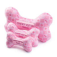 Haute Diggity Dog dog toys Pink Checker Chewy Bone Plush Squeak Dog Toy - 3 Sizes