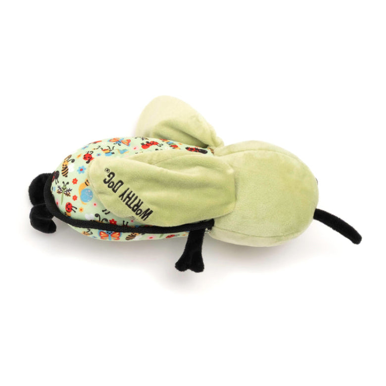 Green Snuggle Bug Spring Canvas Plush Wing Flapping Dog Toy