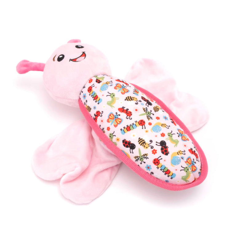 Pink Butters Fly Spring Canvas Plush Wing Flapping Dog Toy