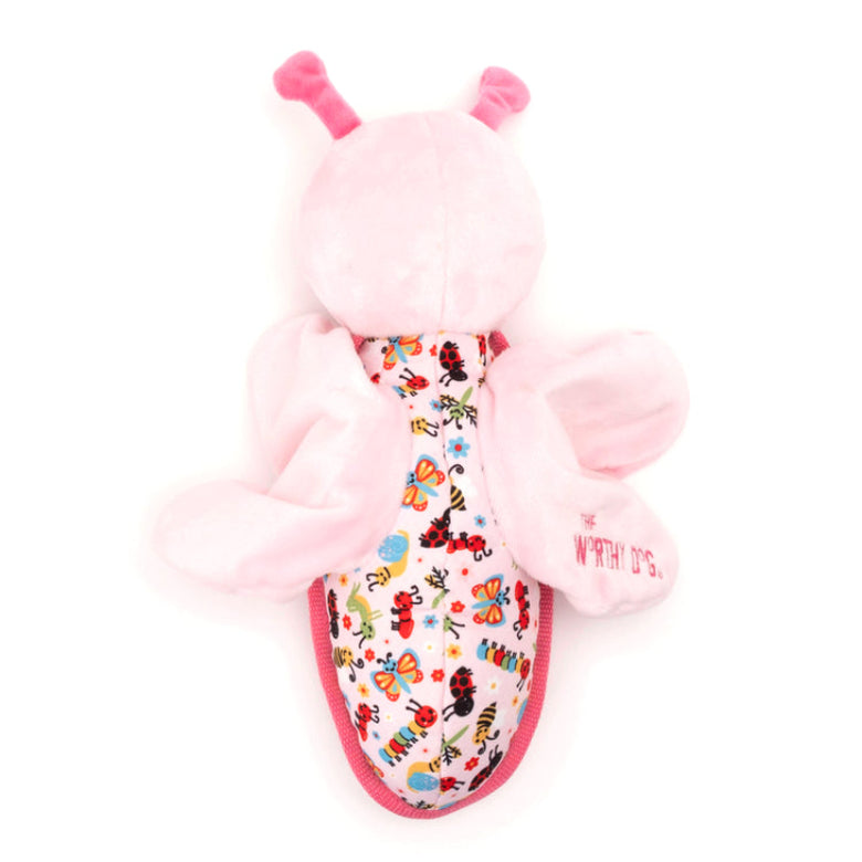 Pink Butters Fly Spring Canvas Plush Wing Flapping Dog Toy