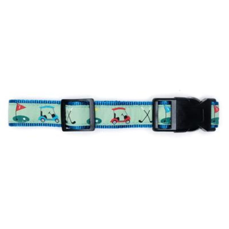 The Worthy Dog COLLARS Let's Play Some Golf Green Dog Collar
