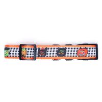 Halloween Monster Mash Checker & Orange Dog Collar