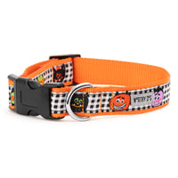 Halloween Monster Mash Checker & Orange Dog Collar