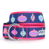 The Worthy Dog Collars SM Holiday Vintage Ornaments Navy/Pink Dog Collar