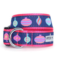 The Worthy Dog Collars SM Holiday Vintage Ornaments Navy/Pink Dog Collar