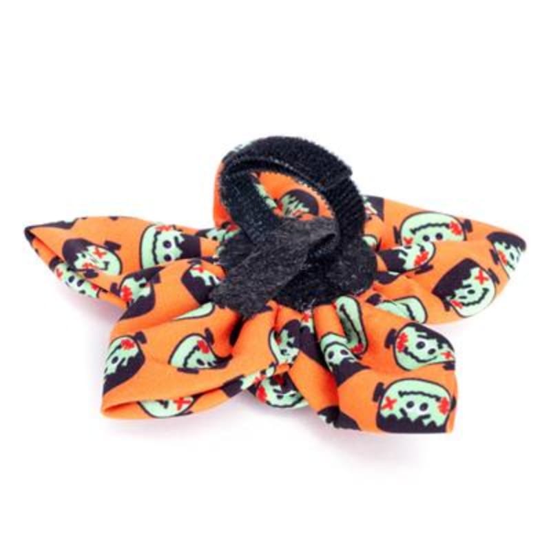 The Worthy Dog Bow Tie Halloween Frank Orange Flower Pet Collar Attachment - 2 Sizes